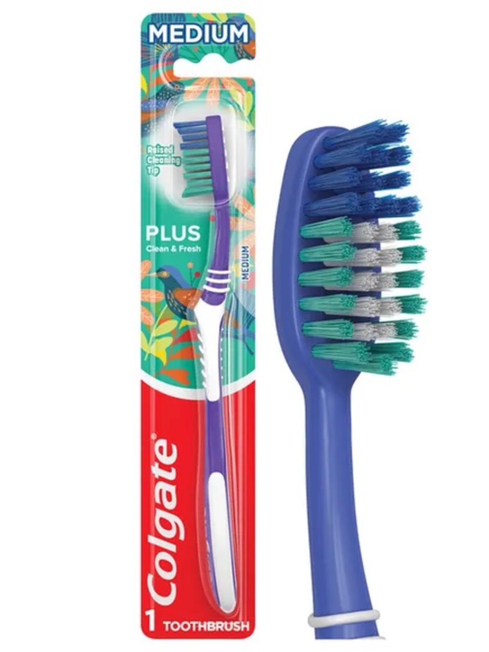 6 Packs Colgate Plus Medium Toothbrush - Blue and Green